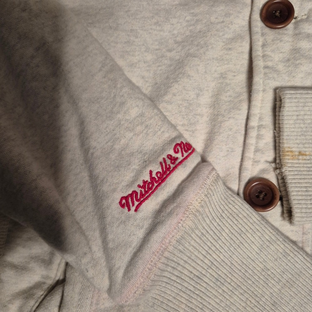 Philadelphia Phillies Hoodie Jacket Mitchell & Ness Cooperstown Mens L Cream MLB - Picture 3 of 12